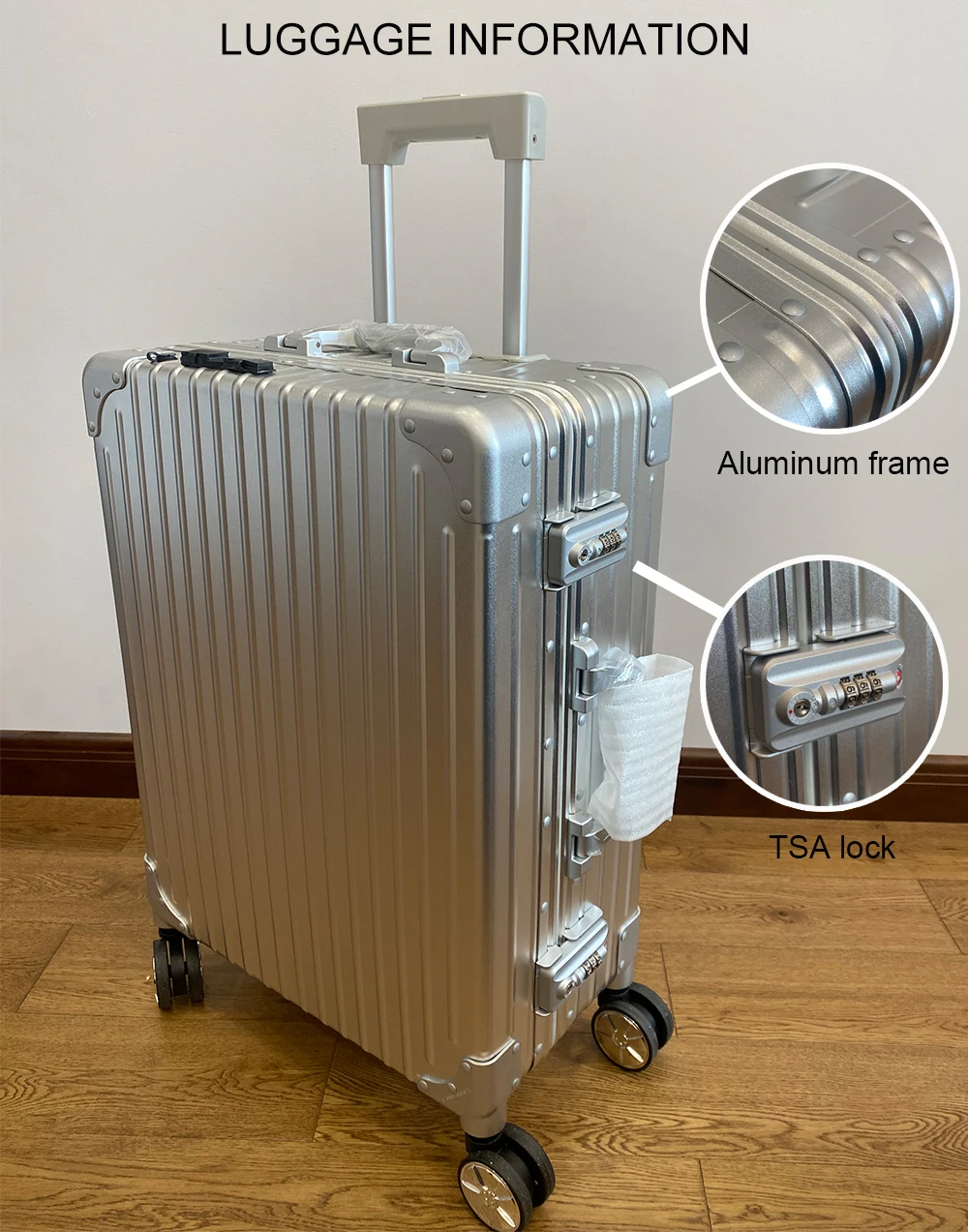 حقيبة مكياج احترافية بعجلات كبيرة بمرآة LED لمستحضرات التجميل، صندوق سفر مكياج من الألومنيوم مع ضوء وMP3