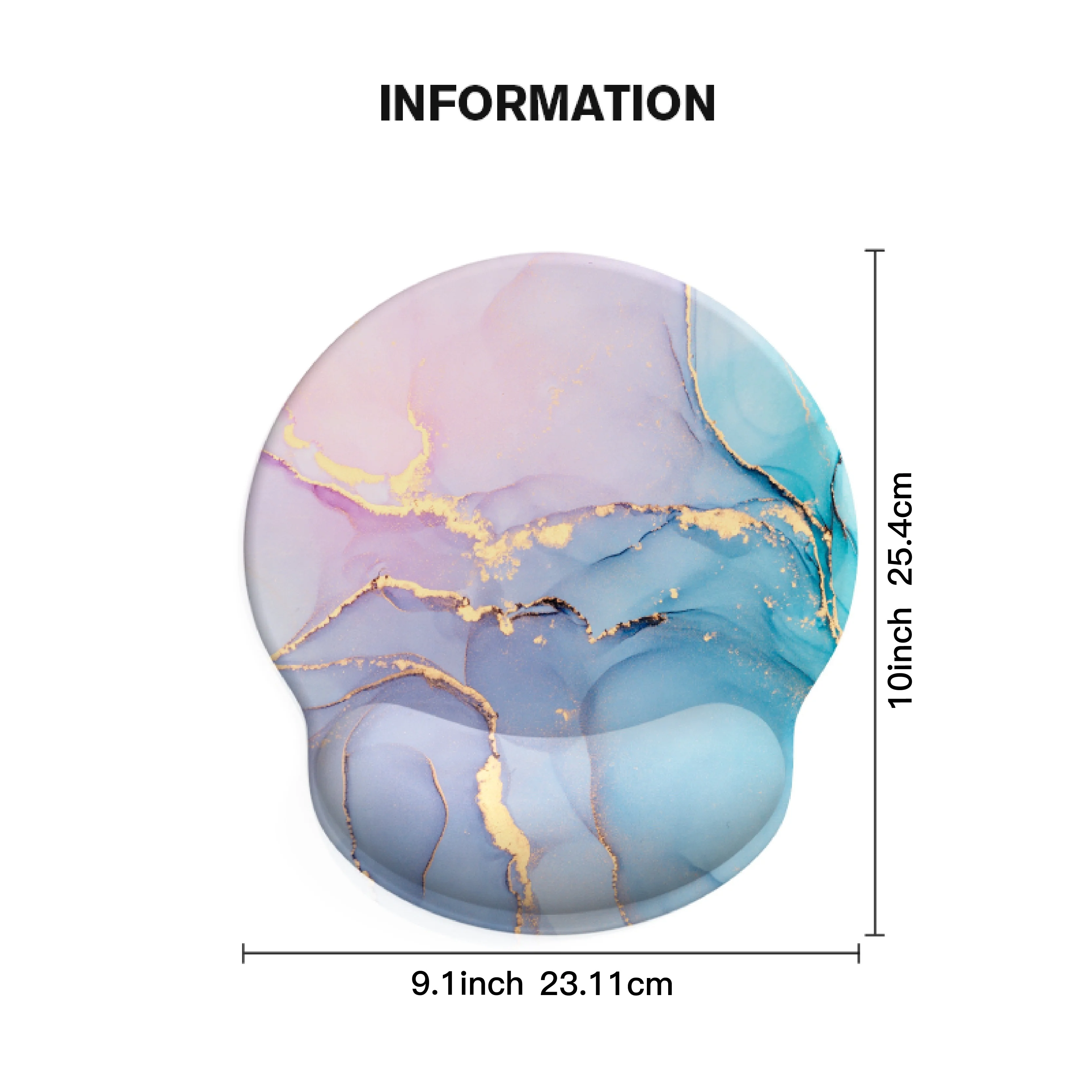 مسحوق أزرق متدرج نسيج رخامي مستدير مسند للمعصم لوحة ماوس مطاطية