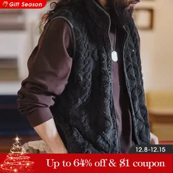 Maden Men's Casual Solid Color Polar Fleece Vest with Stand-up Collar Zipper Warm Sleeveless Waistcoat for Fall and Winter Tops