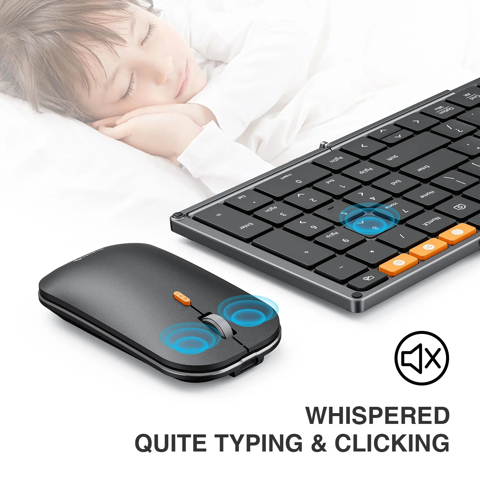 Imagem -04 - Tri-fold Combo de Teclado e Mouse sem Fio Bluetooth 2.4g Tamanho Completo 105 Teclas Teclados Dobráveis Protoarc-xkm01