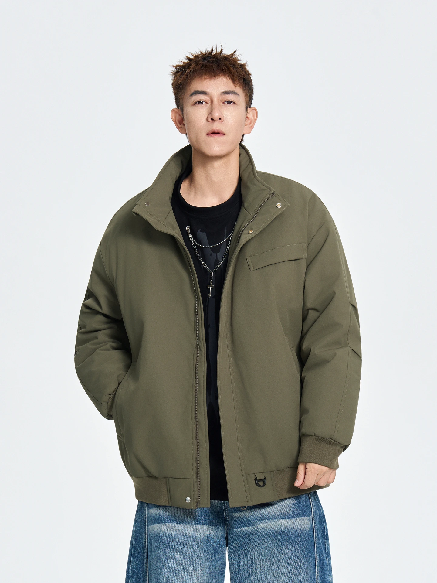 

Теплая хлопковая куртка мужская зимняя утепленная с длинными рукавами на молнии, однотонная, повседневная, для отдыха