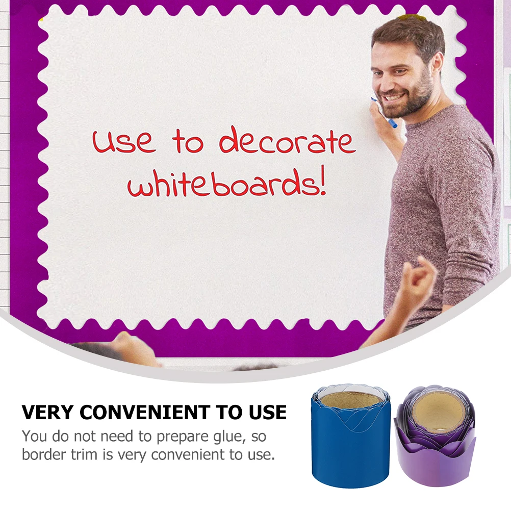 

2 Rolls Wavy Border Decorative Paper Sturdy Trim Borders Wave Bulletin Board Decoration Copper Plate Stickers