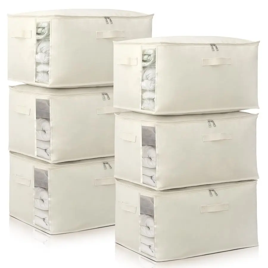 

Органайзеры и контейнеры для хранения одеял и одежды с прочной молнией и прозрачным окном, 7 шт.