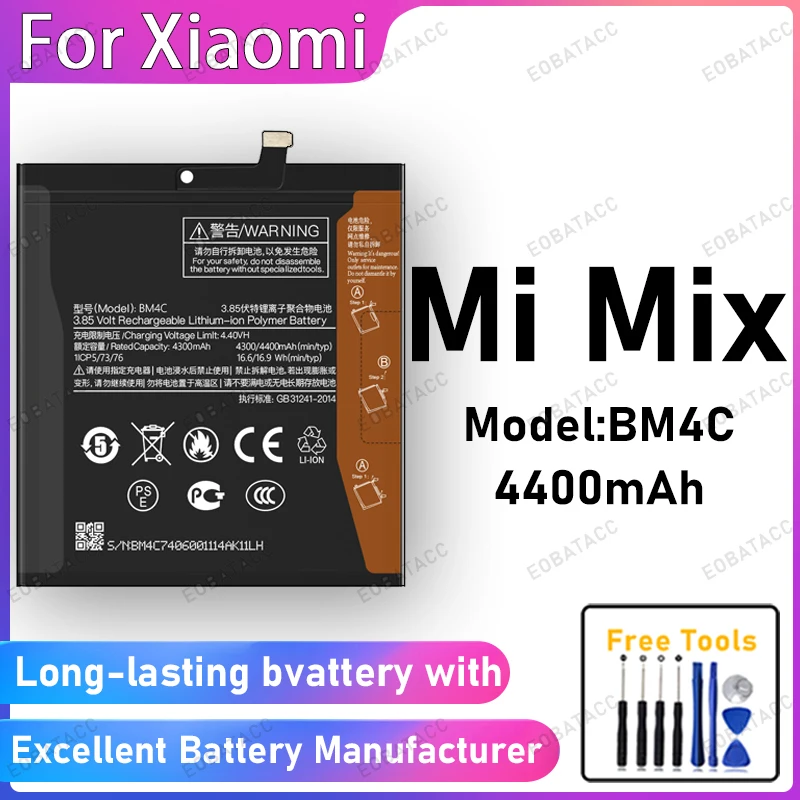 

100% New 4400mAh BM4C Battery For Xiaomi Mi Mix Battery Replacement Bateria+Free Tools