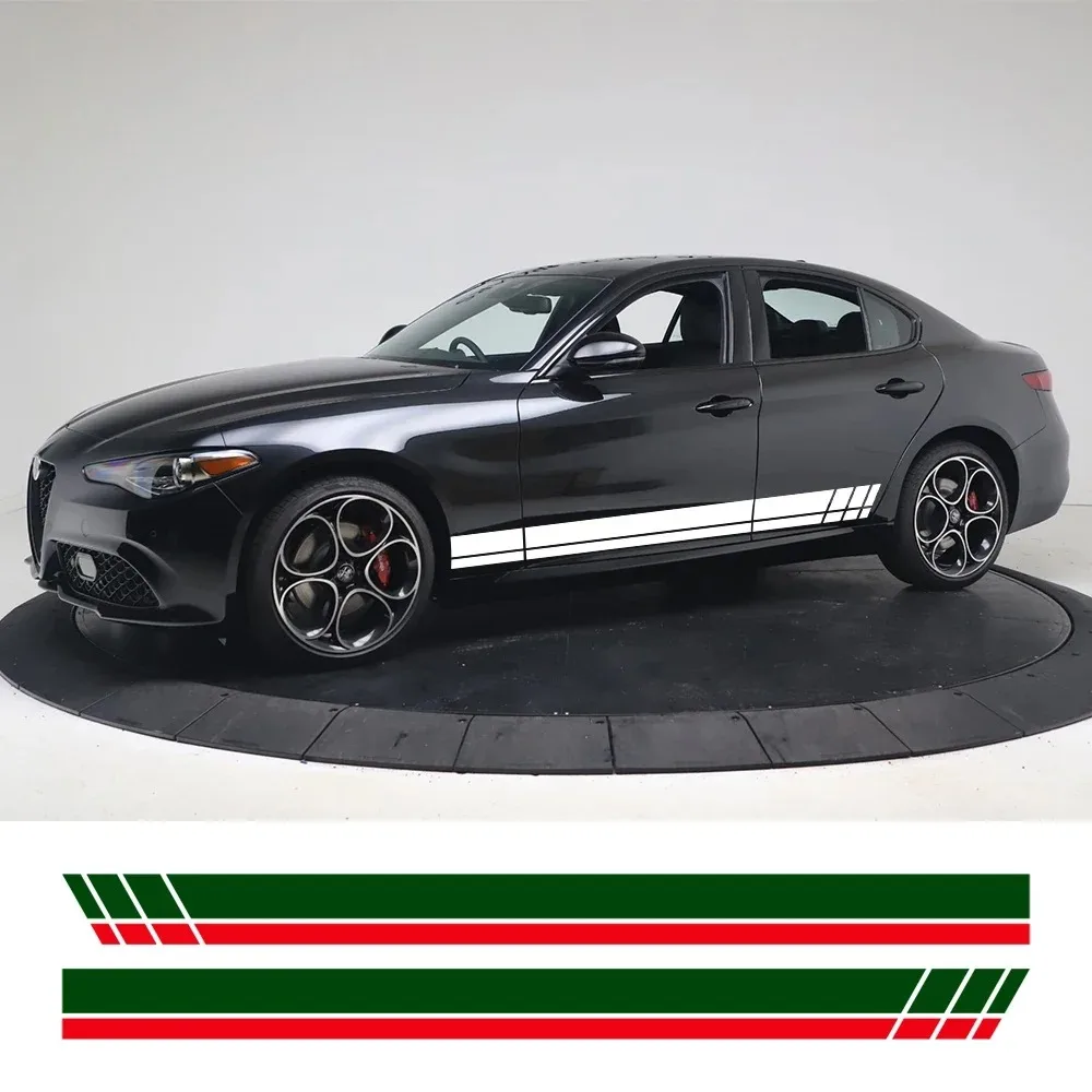 

2PCS Car Door Side Stickers For Alfa Romeo Giulietta Sport Stripes Styling Vinyl Film Decals Decoration Auto Tuning Accessories