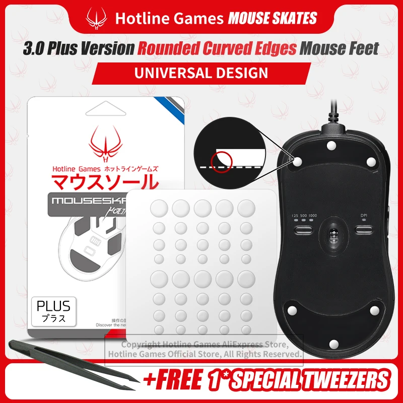 

Hotline Games 3.0 Plus Universal DIY Dots Rounded Curved Edges Mouse Feet Skates for Gaming Mouse Feet Pad Replacement