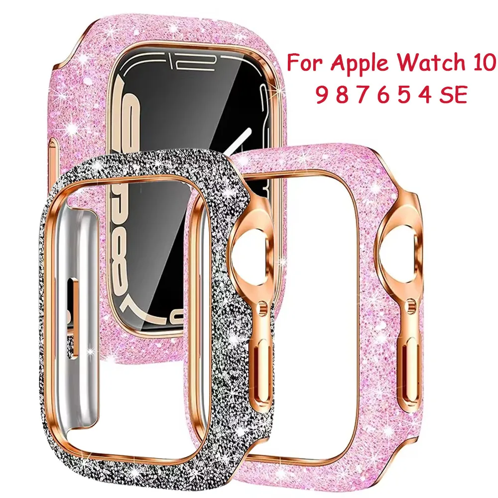 Funda de diamante de cristal para Apple Watch 10/11 46/42mm 9 8 7 45mm 41mm carcasa protectora de pantalla antiarañazos iWatch 6 5 SE/3 44/40mm