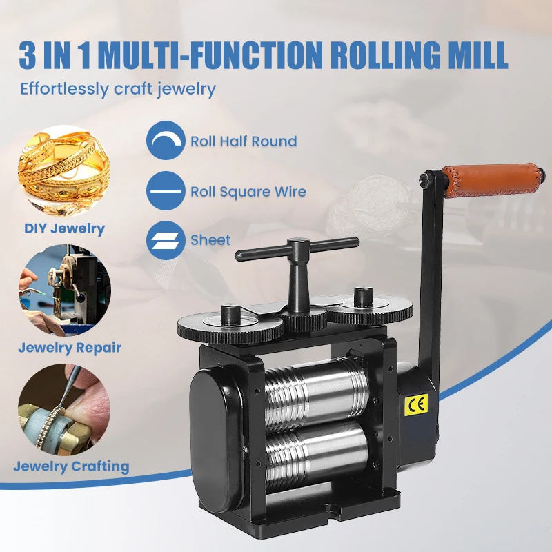 Black Rolling Mill Machine Jewelry Jewellery Ring Making Engraving 130MM Flat Metal Goldsmith Gold Silver Engraver Tool LA-RM02A