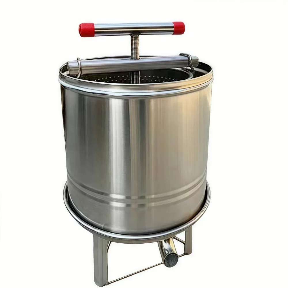 Honey Presser with Honey Bucket Fruit Wine Machine Press Durability T-Handle Household Manual Juicer Honey Press Extractor