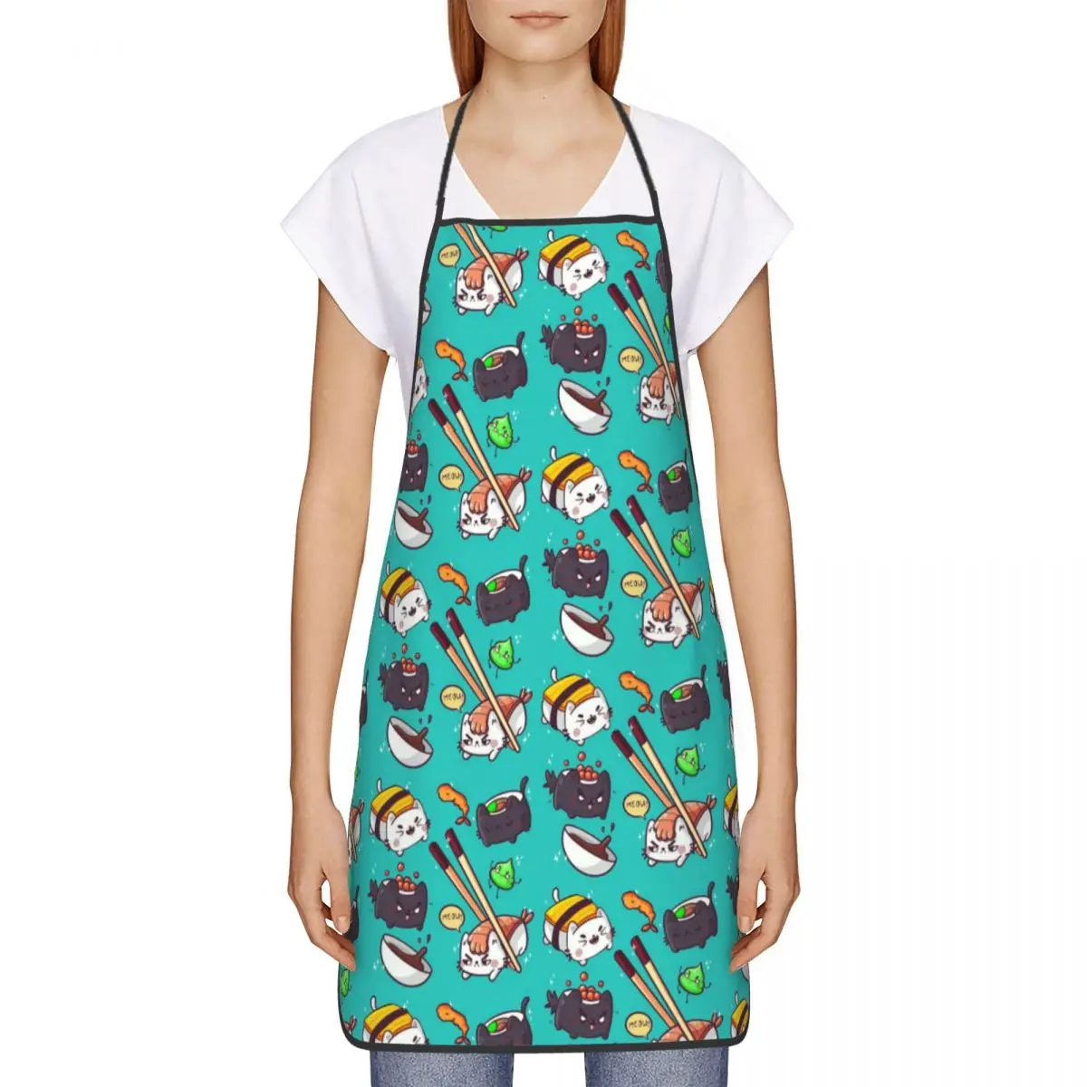 Funny Funny Sushi Cats Bib Aprons Women Men Unisex Kitchen Chef Tablier Cuisine for Cooking Baking Gardening