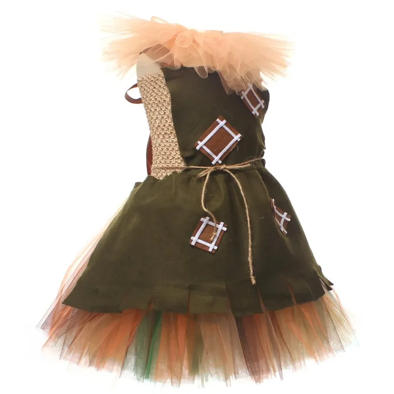 Wizard of Oz Scarecrow Cosplay Drama Costume Girls Clown Witch Roleplay Dress Hat Suit Halloween Carnival Theme Party Outfit view 3