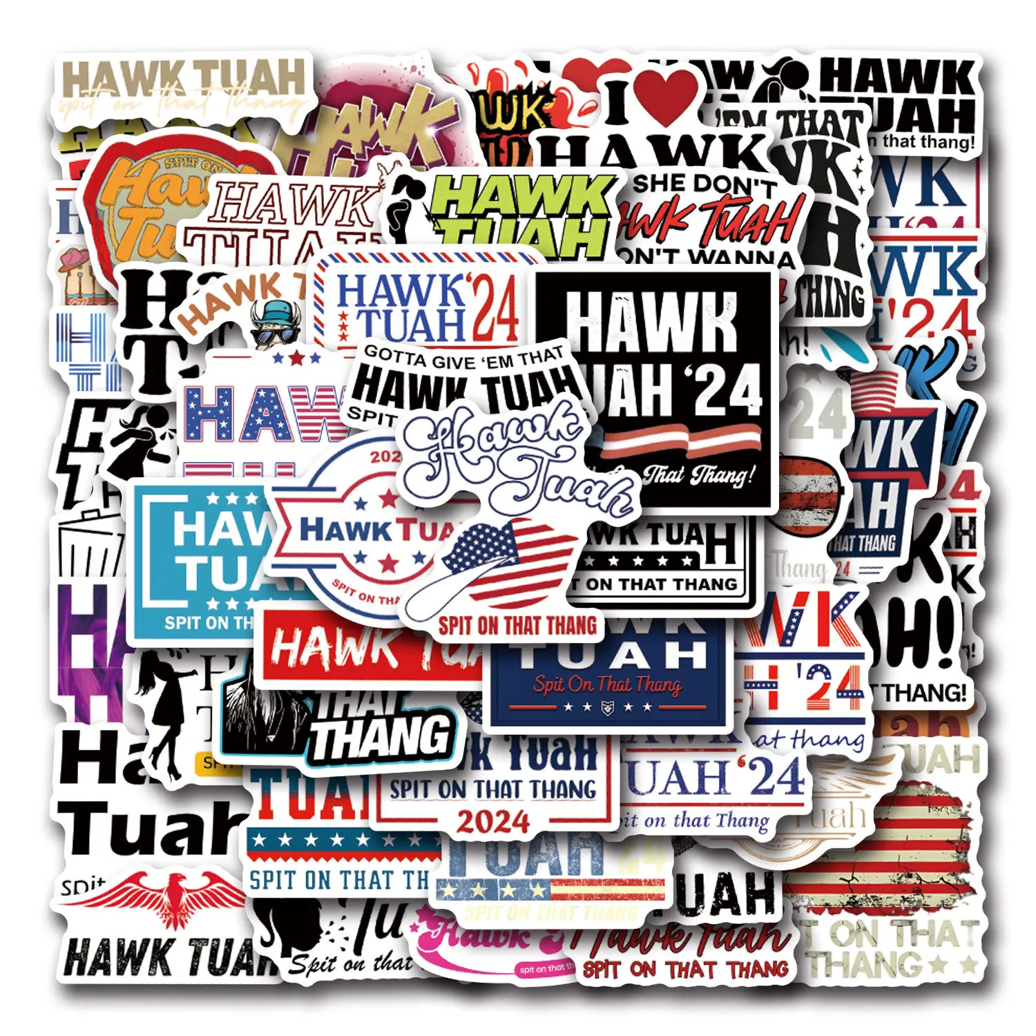 10/30/55PCS Hawk Tuah Spit on That Thang Stickers Funny Graffiti DIY Diary Luggage Laptop Phone Guitar Car Bike Skateboard Decal