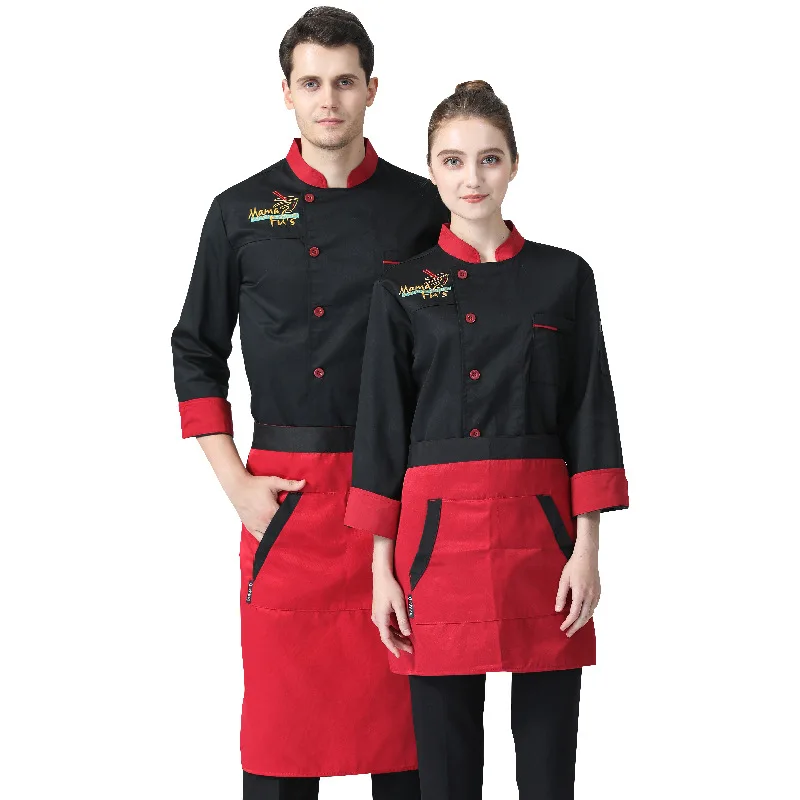 C583 roupas de trabalho do chef plus size garçom jaqueta cozinha cozinhar chef casaco garçom jaquetas uniforme profissional macacão outfit