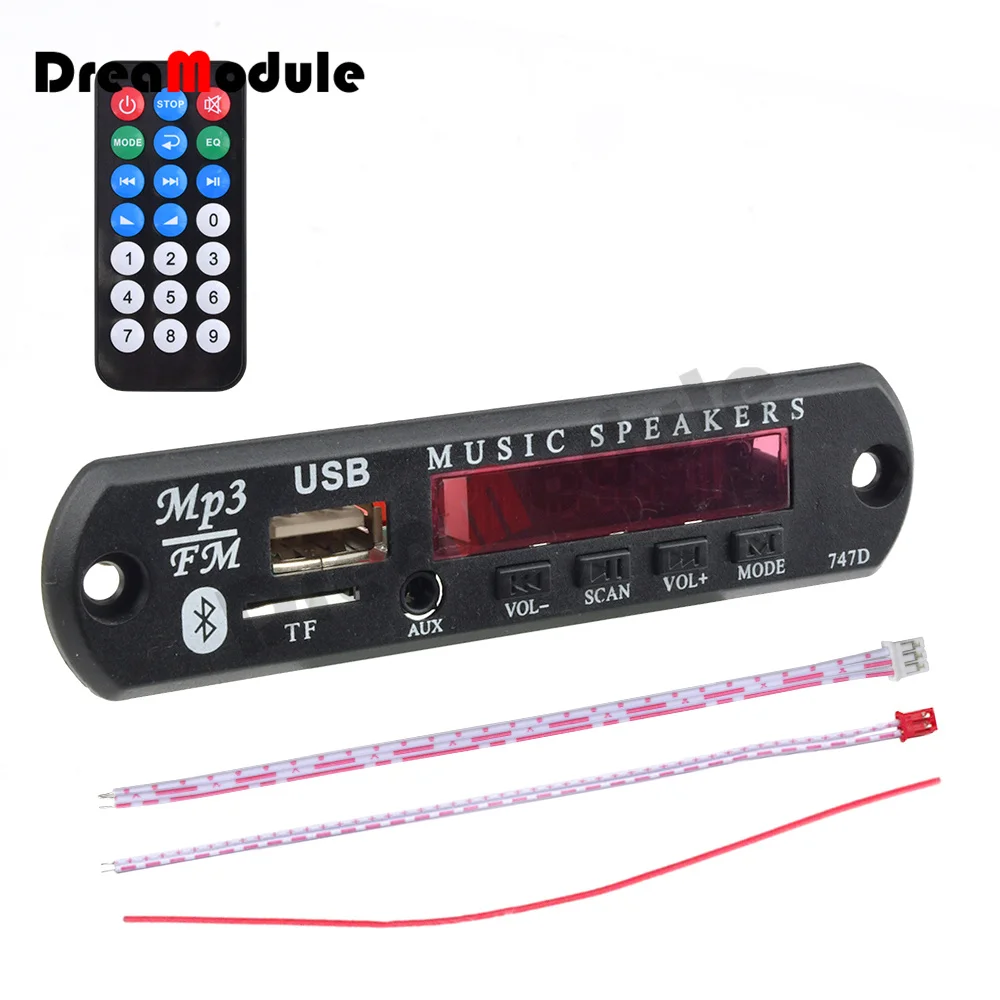 9V 12V MP3 WMA Decoder Board Audio Module Bluetooth 5.0 MP3 Color Screen TF Radio Wireless Music Player with Remote Control