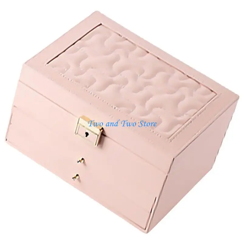 

HX6F Stylish Multi Layer Jewelry Chest Multilayered Jewelry Storage Box Convenient PU Leather for Accessory Organization