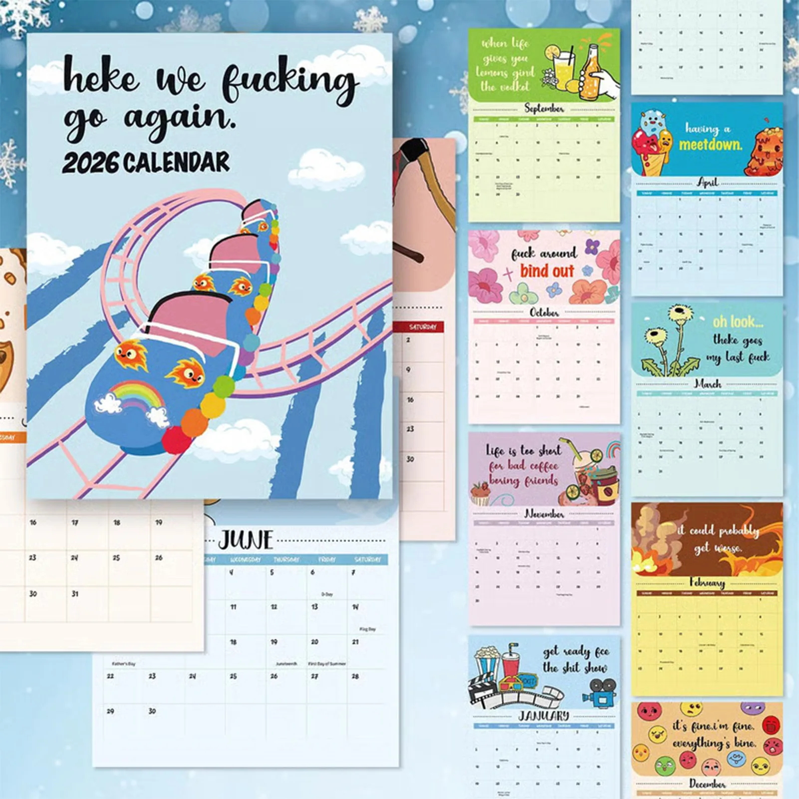 2026 الإبداعية السفينة الدوارة التقويم قوس قزح اللون فريد شهري جدار مخطط مضحك مكتب ديكور المنزل مكتب التقويم دفتر