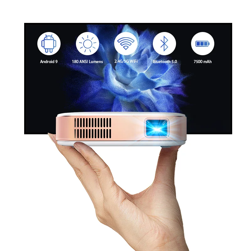 S-180 Mini Mobile DLP Projector Wifi Wireless Miracast Portable 3D Smart Android 9 System Home And Outdoor Projector Speaker OEM