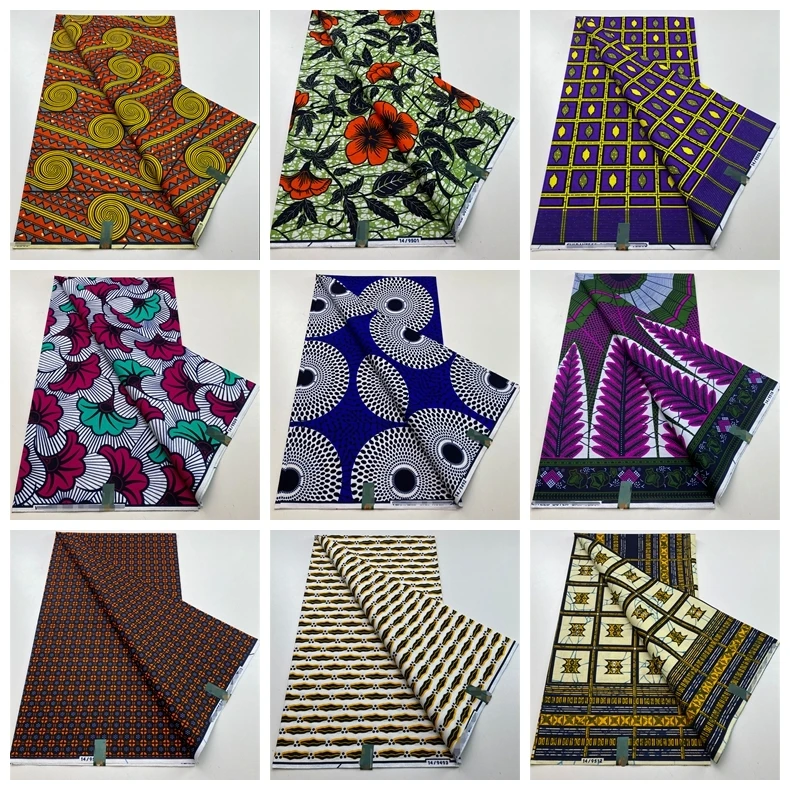 Newest Style Ankara Wax Fabric 100% Cotton Soft Wax, African Wax Print  Fabric For Women, Party Dresses 6 Yards