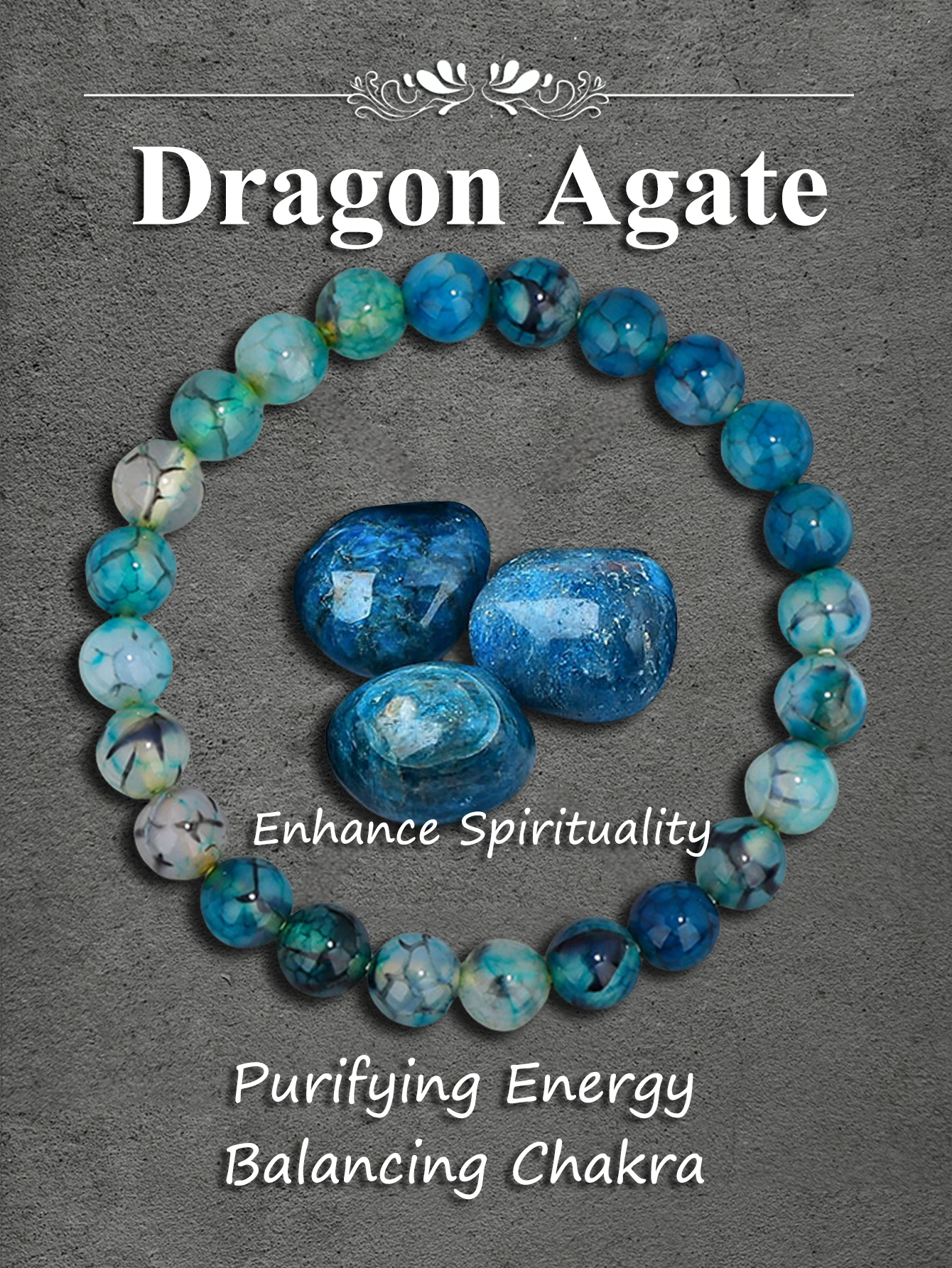 Natural Blue Dragon Vein Agate Healing Stone Beads Bracelet for Protection Energy Balance Courage Strength Good Luck Jewelry Men