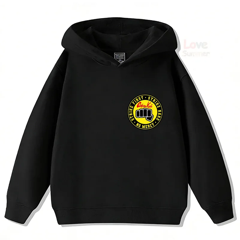 Herbst Cobra Kai Lustige Kinder-Hoodies, Kinder-Sweatshirt, Streetwear für Jungen und Mädchen, Grafik, lässiger Sport-Pullover – Detail 4