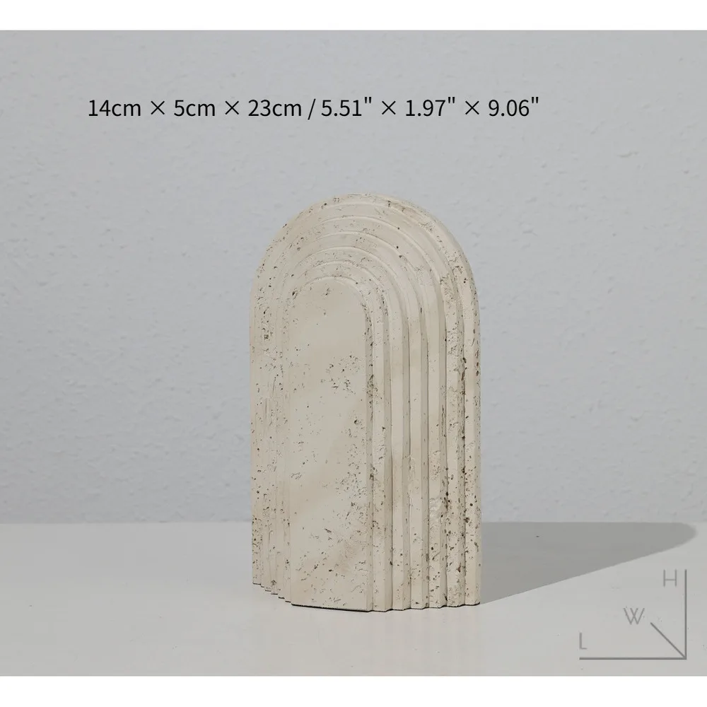 French Style Imitation Travertine Resin Bookend Book Stand Minimalist Sculpture Ornament Decor For Living Room Study Bookcase