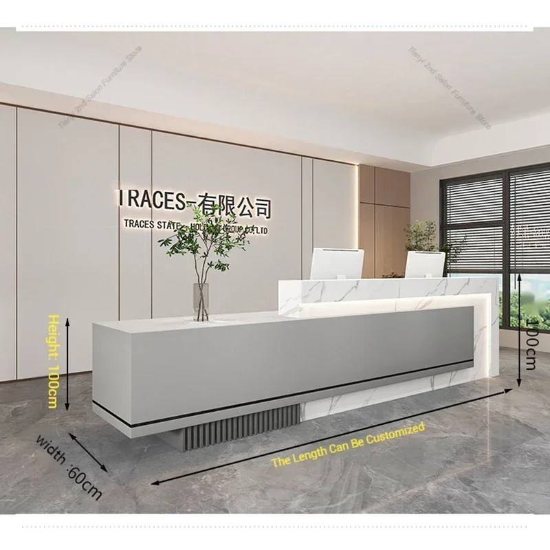 Estilo italiano salão de beleza mesas de recepção luxo moderno loja de roupas mesas de recepção designer móveis de escritório recepção hbrd