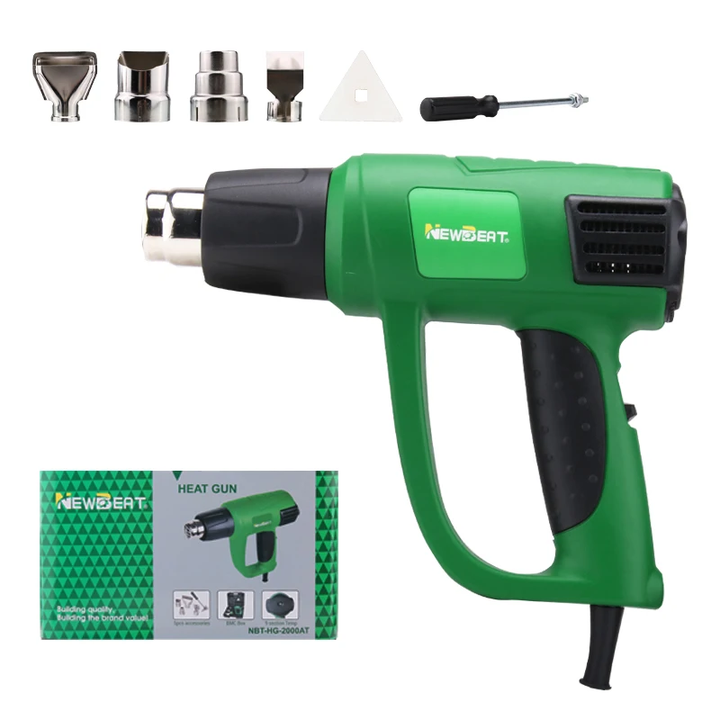 Newbeat NBT-HG-2000AT High Input Power Heat Gun 2000W Cool / Hot Air Temperature Adjustable Speed Adjustable Green 250/500L/min