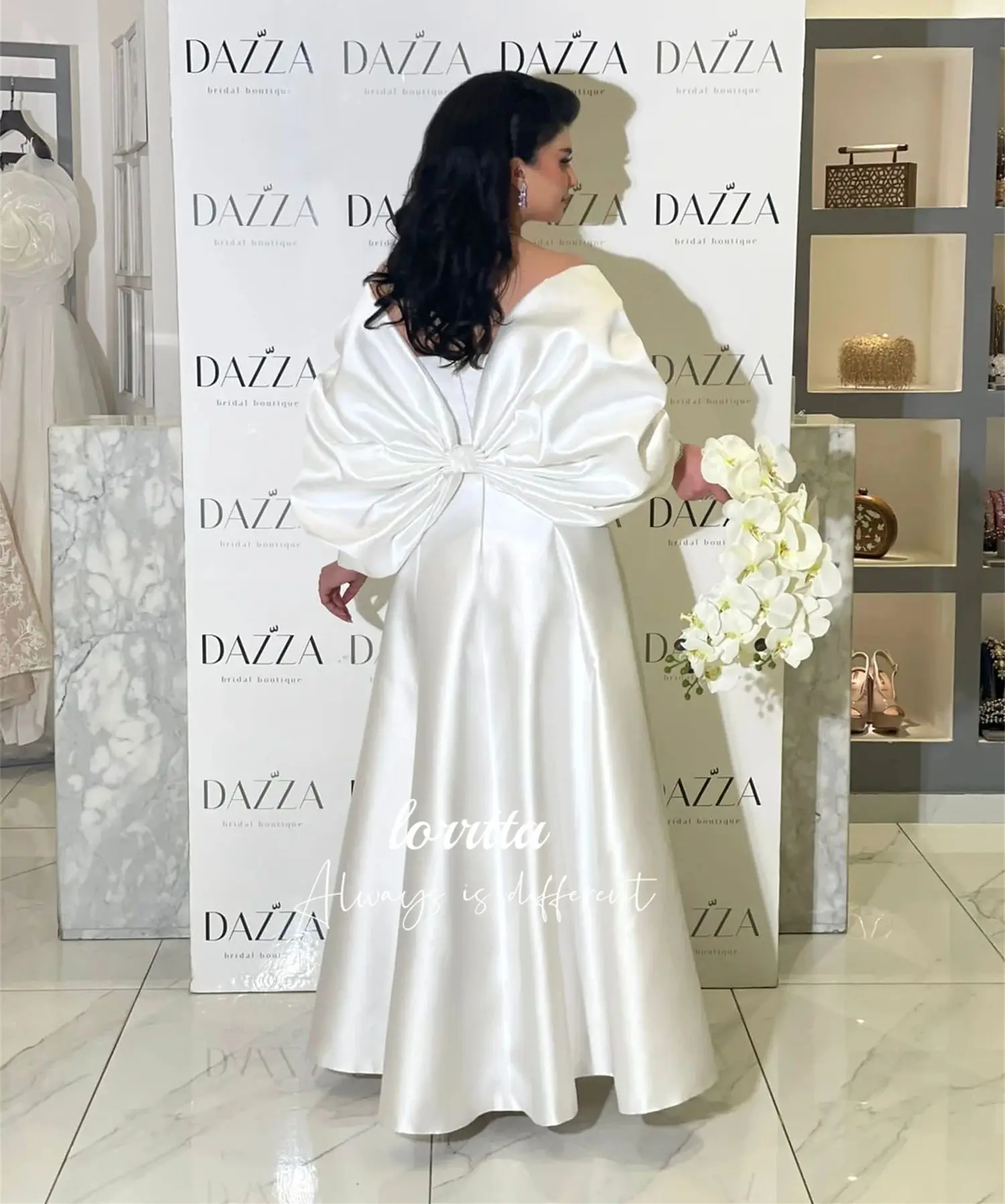 Lorrtta Grace-vestido de noche blanco para mujer, traje elegante de satén, para boda, fiesta de lujo, graduación, cóctel, ocasión A medida, 2024