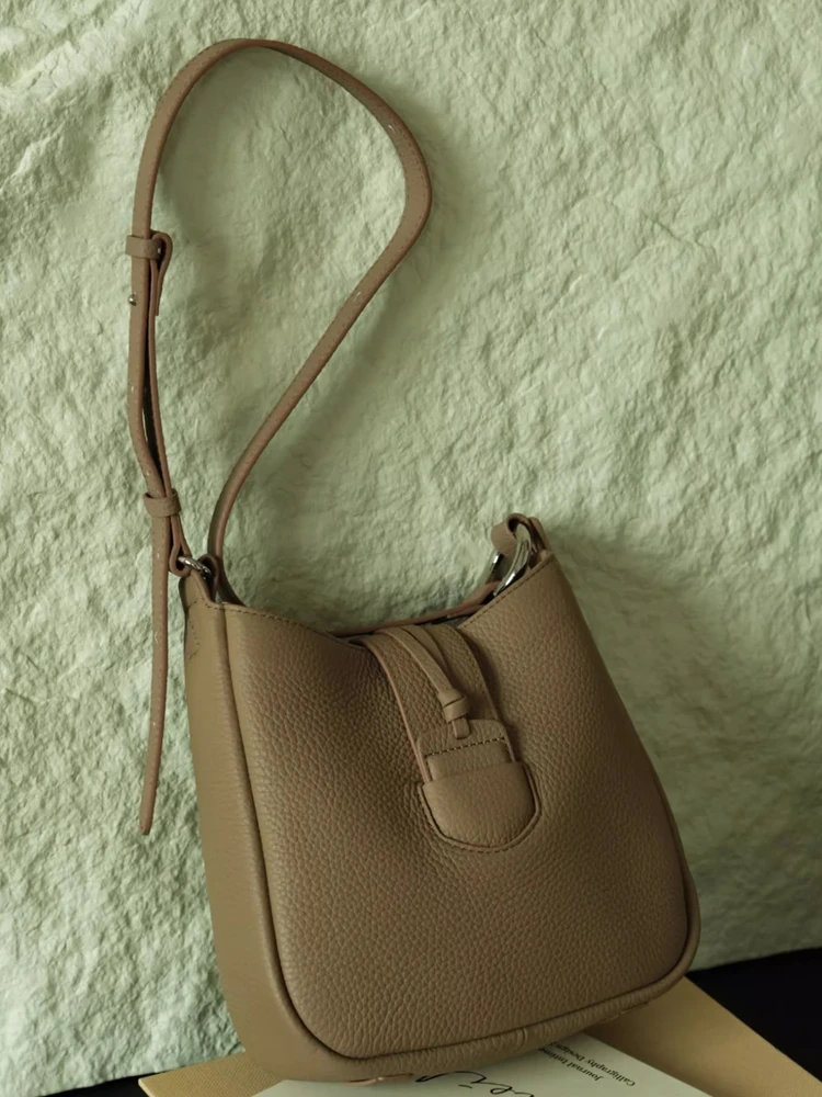 

Niche Fashion Unique Genuine Leather Women Bucket Bag\Handbag Big Casual Real Leather Lady Underarm Shoulder Crossbody Bag