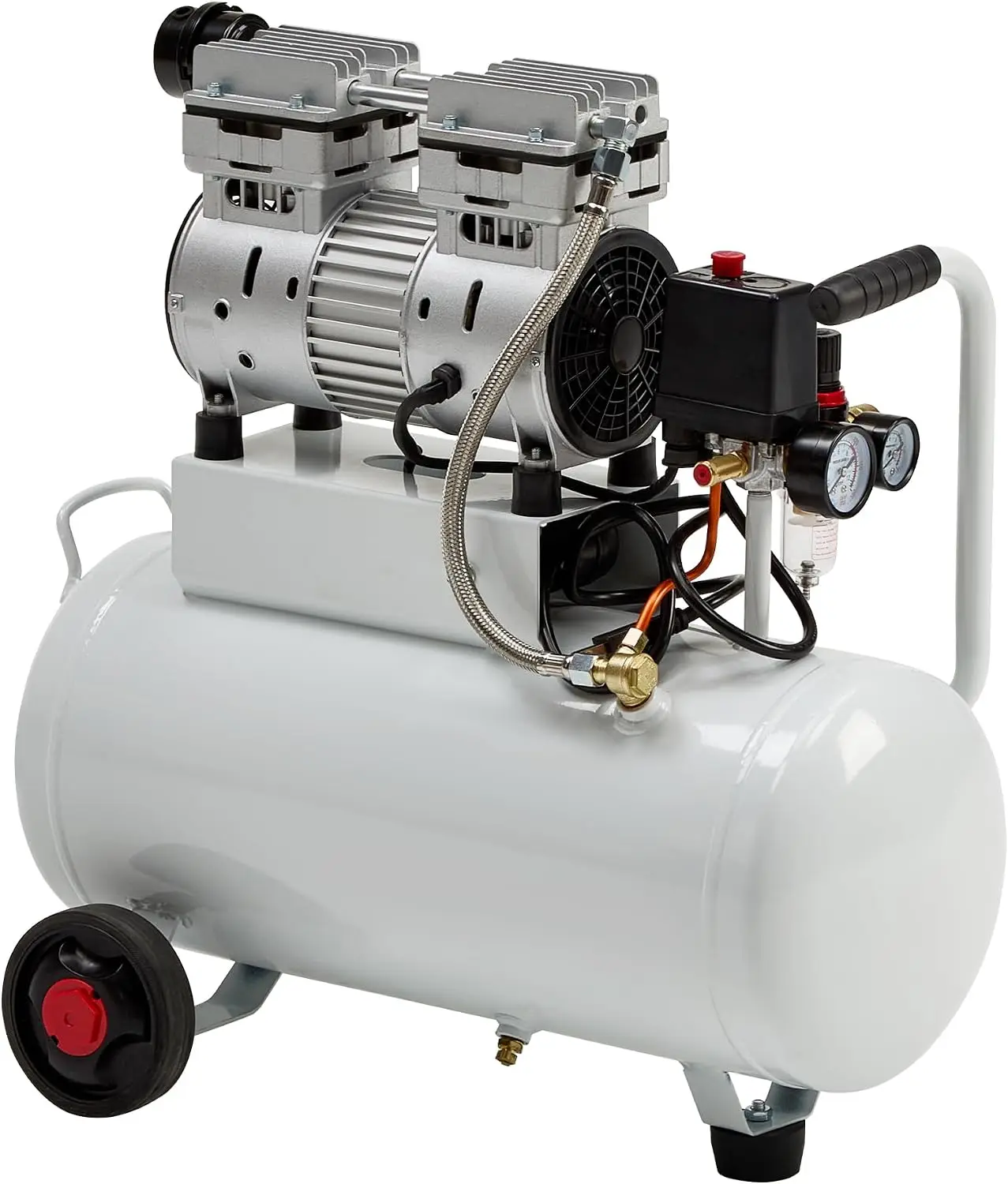 8 Gallon Oil-Free Air Compressor with Automatic Drain Valve | 1 HP Wheeled Tank Portable Garage Air Supply 70 dB Noise Level