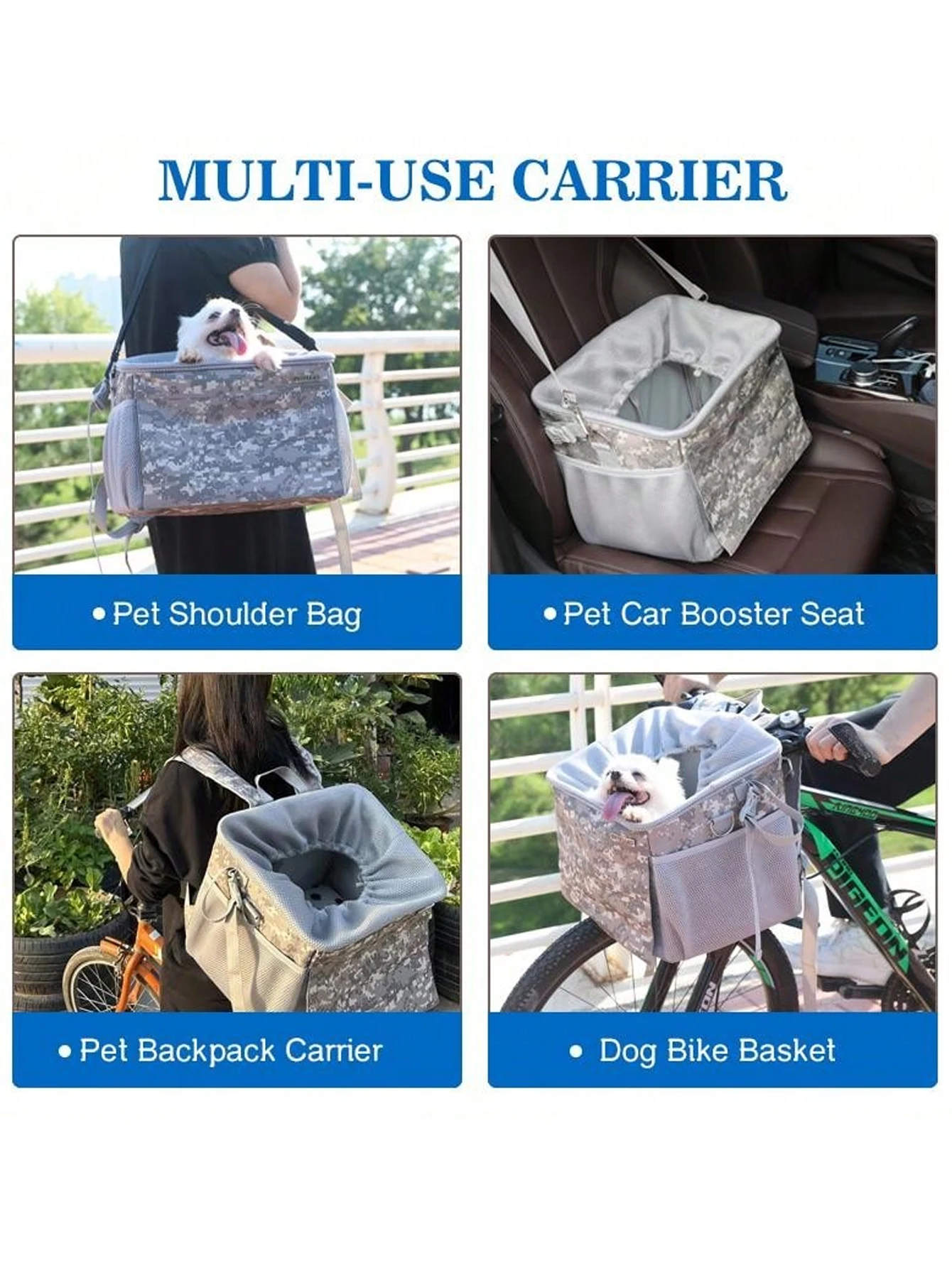 Dog Bike Basket, Small Medium Pets Dog Basket for with Breathable Mesh, Removable Bicycle Basket Front Handlebar Bicycle Basket