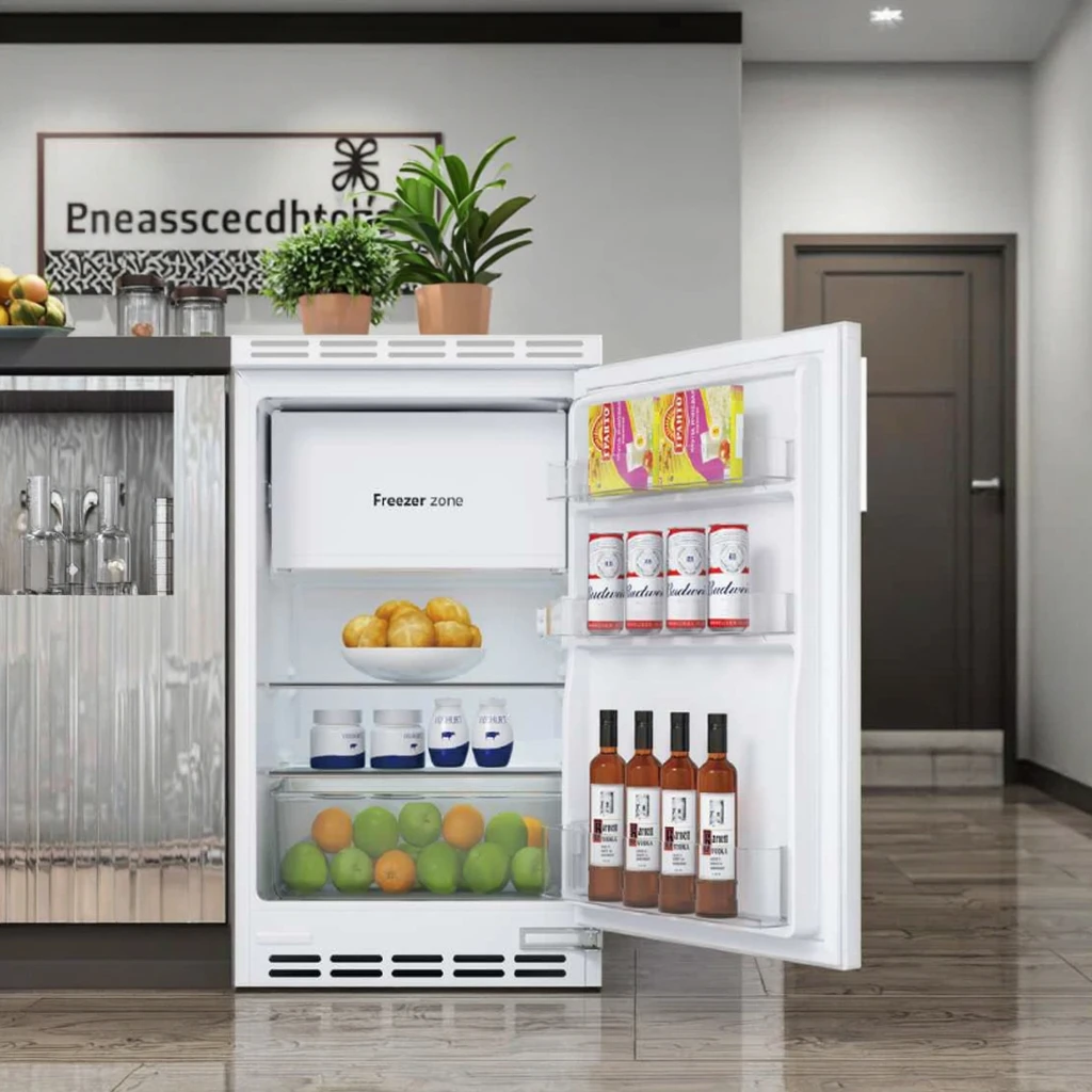 86L Integrated Plastic Fridge Freezer Single-Door Undercounter Built-in Refrigerator for Home Commercial Use Cars Hotels