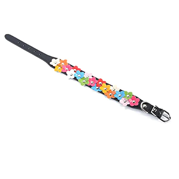 

s Pet Adjustable PU .5x37cm Dog Cat Puppy Alloy Buckle D Flower Decor Rhinestone Comfortable Soft Pet