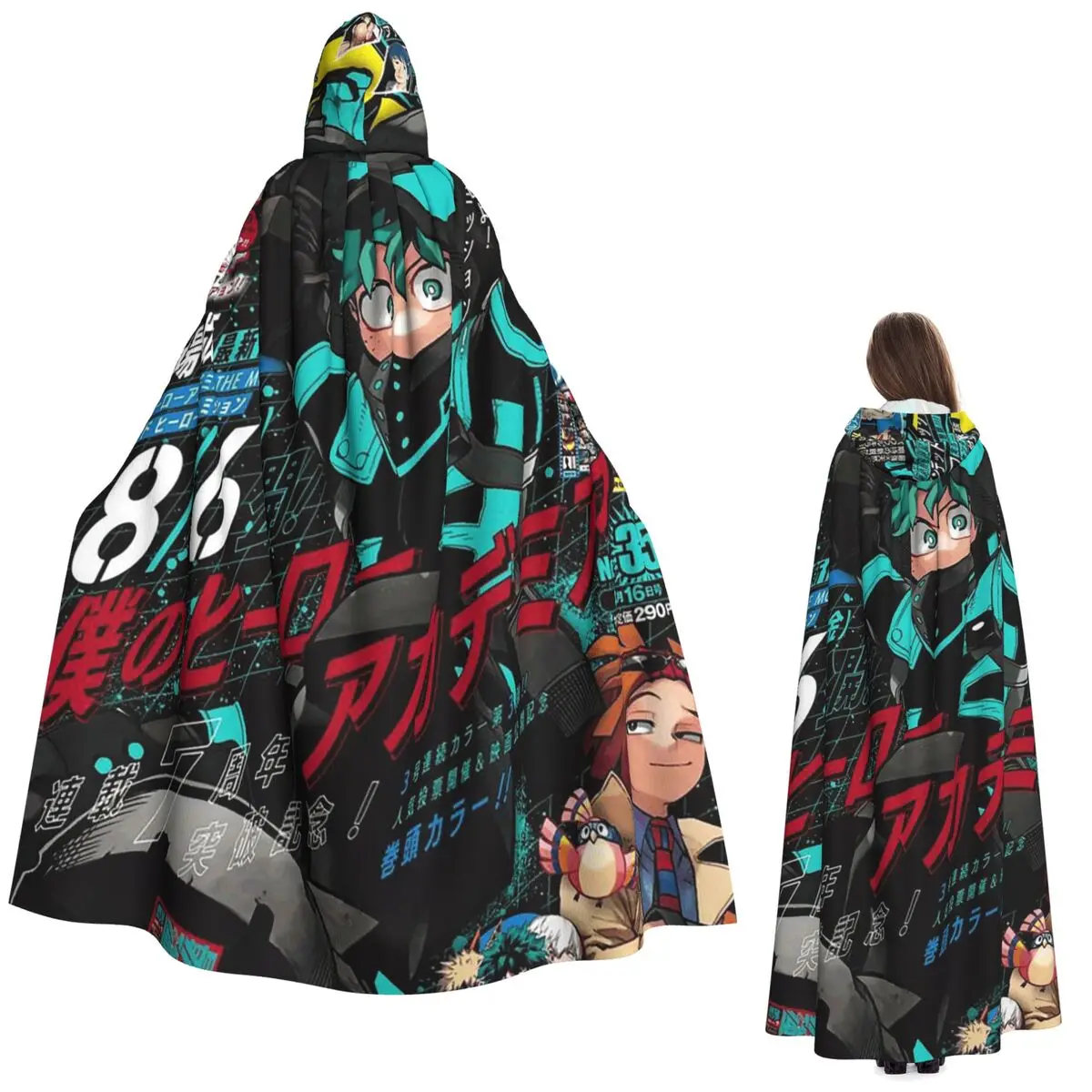 

My Hero Academia Long Hooded Cloak Witch Medieval Costume Cosplay Cape HalloweenVampire Adult Unisex
