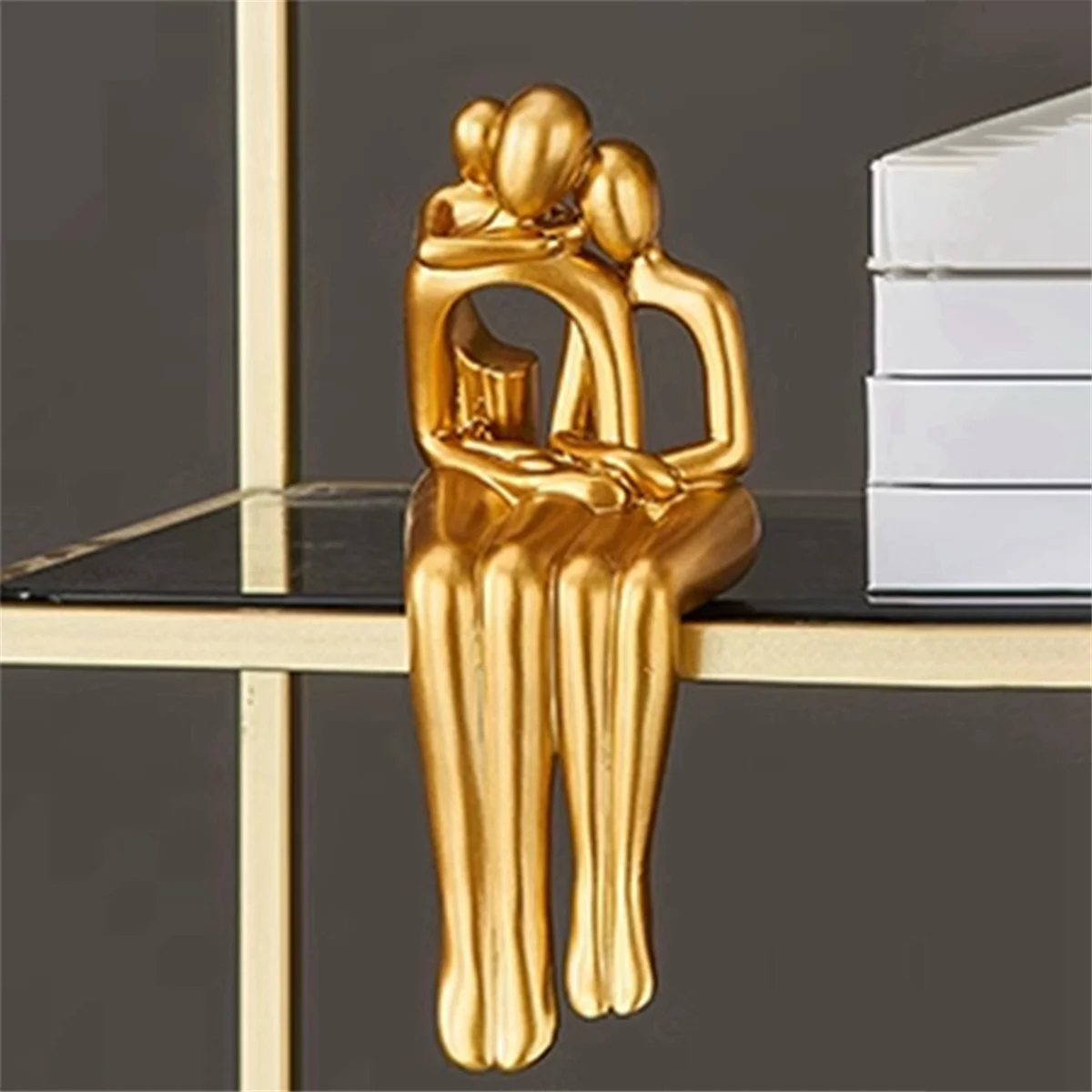 Decoração de ouro estátua deitado leitura estatueta feminina decoração para casa acentos moderno abstrato sentado escultura e estatuetas a