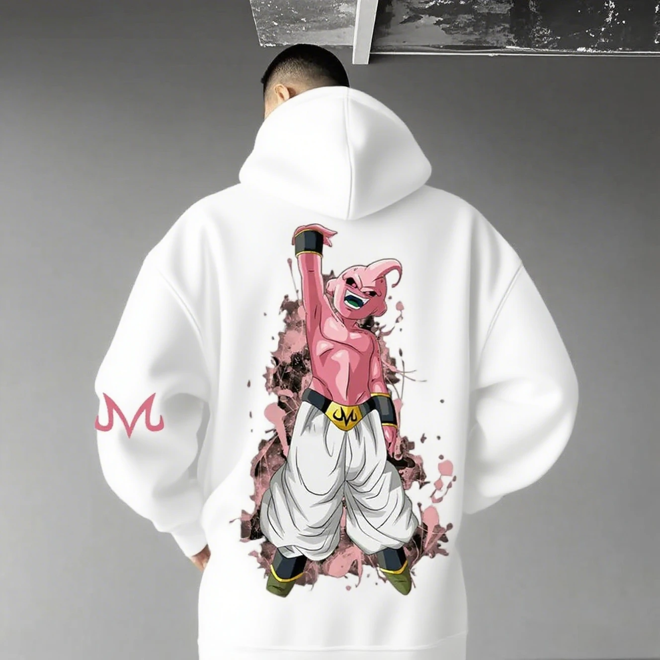 سترة بغطاء للرأس كبيرة الحجم من Dragon Ball Majin Buu للرجال والنساء بلوفر برسومات الرسوم المتحركة ملابس الشارع سترة غير رسمية للخريف والشتاء مع قلنسوة