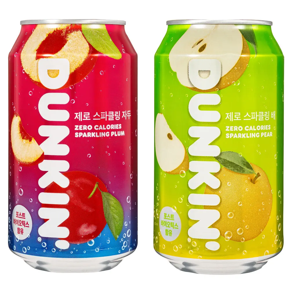 مشروب دنكين زيرو كربوني متلألئ 24 زجاجة (12 كمثرى + 12 برقوق)