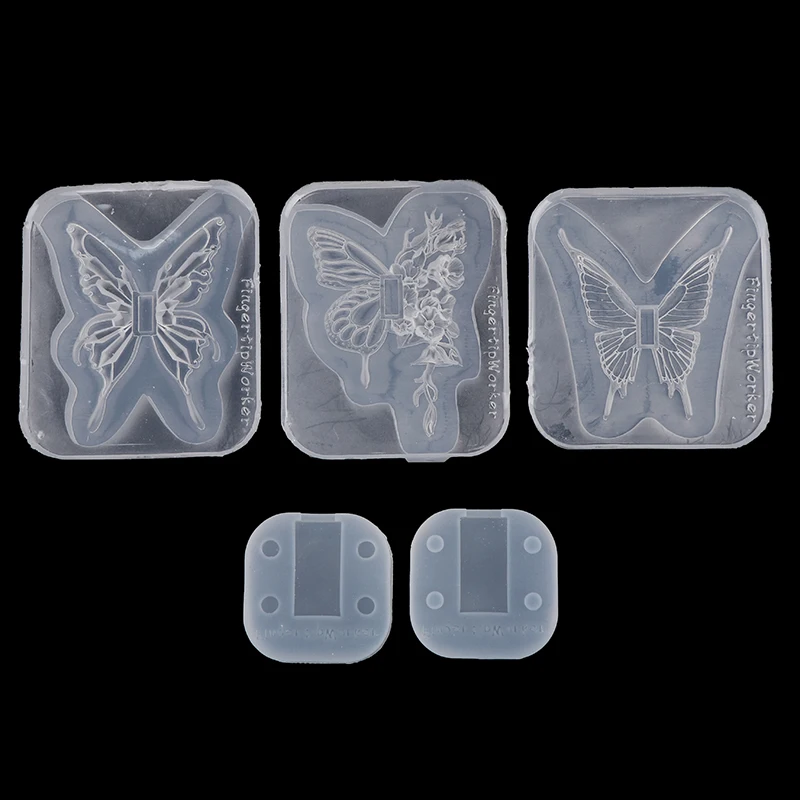 1Set Butterfly Nail Display Stand Diy Silicone Mold 3D Carving Stamping Plates For Tip Holder Nail Practice Stand False Nail Tip