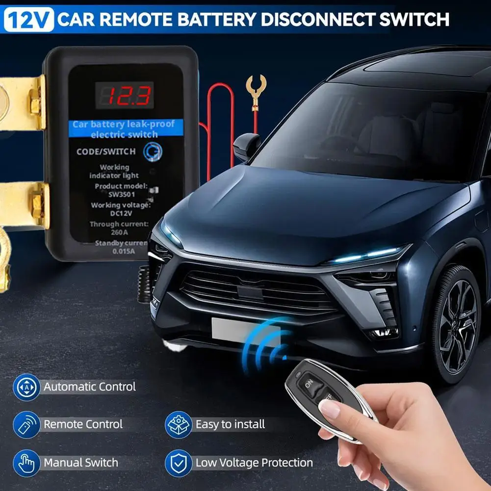 

Remote Battery Disconnect Switch Car Battery Anti-Leakage Relay Car Control Switch Fobs Theft Power-Off Remote Battery Anti N1K4
