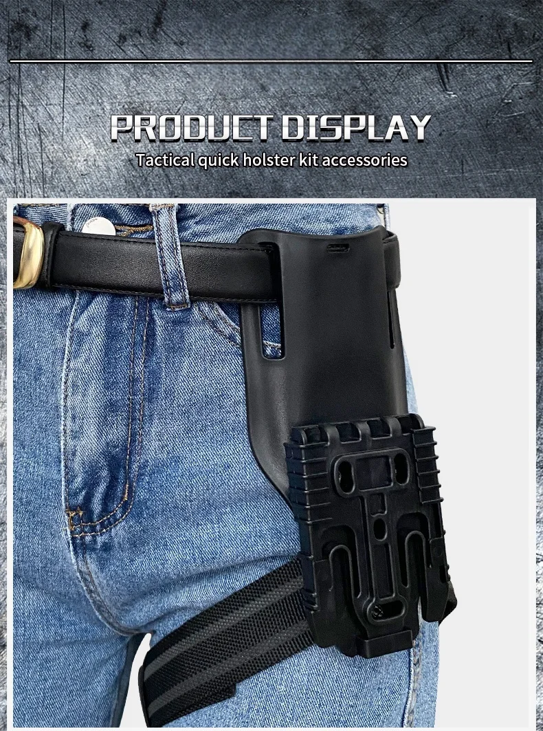 3-teiliges Drop-Leg-Holster-Set mit Schnellverschluss und QLS 19/22-Adapter – Gürtelschlaufe, bequem, elastisch und gummiert für Jagd und Angeln – Detail 5
