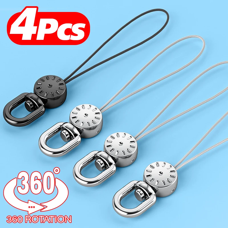

1-4 шт. металл 360 ° Вращающийся ремешок на запястье с короткой ручкой, ремешок для телефона, аксессуары для USB-накопителя, брелок