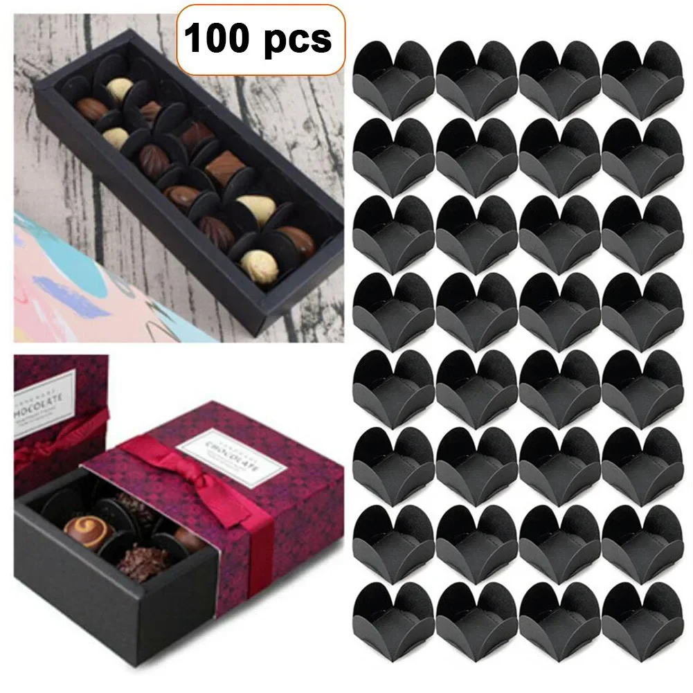 

200Pcs New Kraft Paper Chocolate Spacer Chocolate Candy Tray Paper Dessert Chocolate Base Baking Package For Chocolate