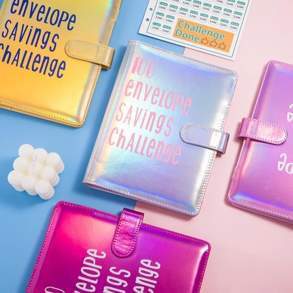 Raccoglitore per risparmiare denaro in pelle PU Raccoglitore a fogli mobili durevole 100 buste Quaderno per sfide Pianificatore di budget Organizzatore di denaro