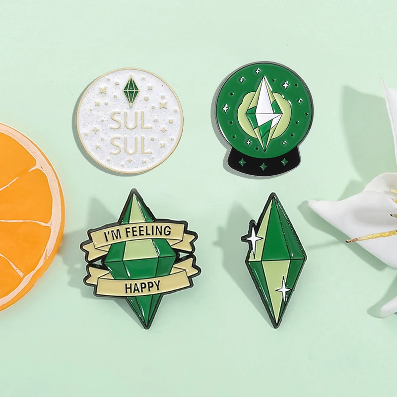 The Sims Sul Sul Games Enamel Pins Glitter Role Playing Game Funny Brooches Lapel Badge on Backpack Jewelry Gift for Friends