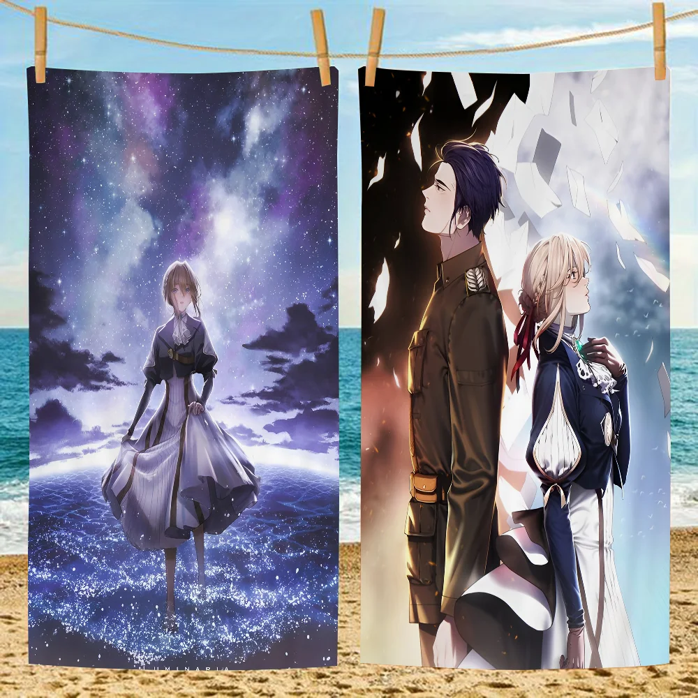 Violet Evergarden Bath Towel Microfiber Soft Water Absorbing Breathable For Girl Kids Decorative Cartoon Beach Towel