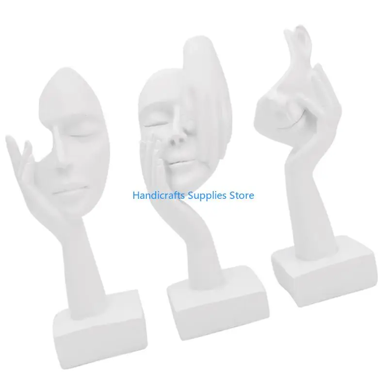 R1WA Pack of 3 Luxurious Abstract Statues No Hear No See No Speak Resin Figurines for Living Room Decorative Use