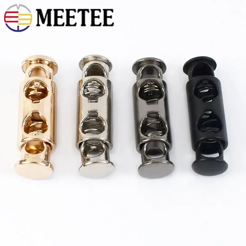 50Pcs Meetee 8mm Metal Cord Lock Stopper Double-hole Spring Stoppers Buckles Clothing Rope Anti-slip Buckle Hardware Accessories