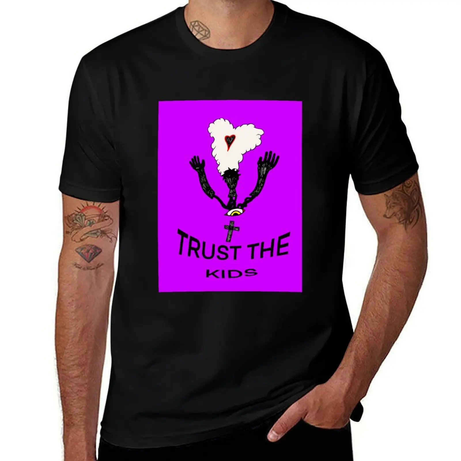 

Футболка Trust The Kids, черная хлопковая футболка, простая мужская посылка, забавные футболки, мужская футболка