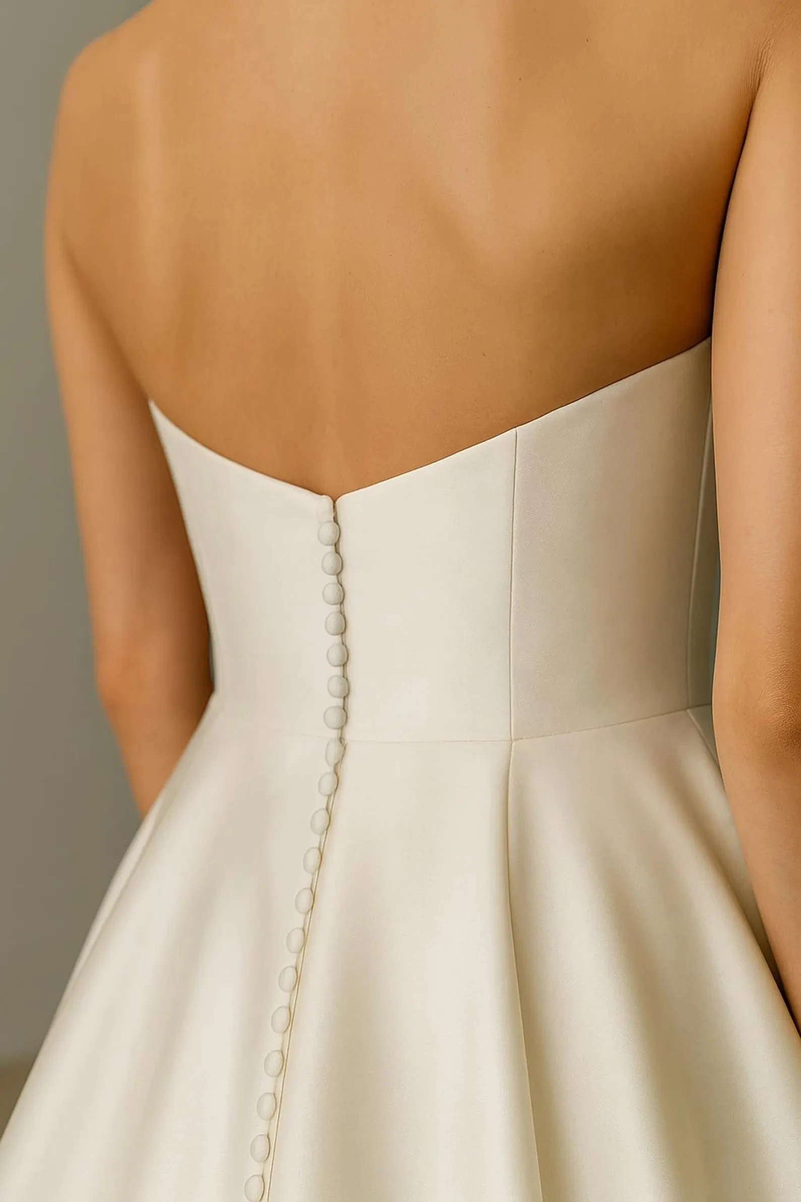 تخصيص الكرة بثوب فساتين الزفاف حمالة الساتان الدانتيل يصل أزرار المرأة بسيطة طويلة أثواب الزفاف فستان العروس #3