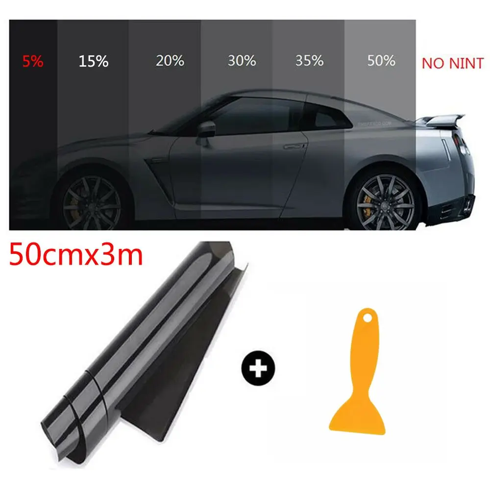 300x50cm 5% VLT Car Window Tint Professional Dark Smoke Black Film Uncut